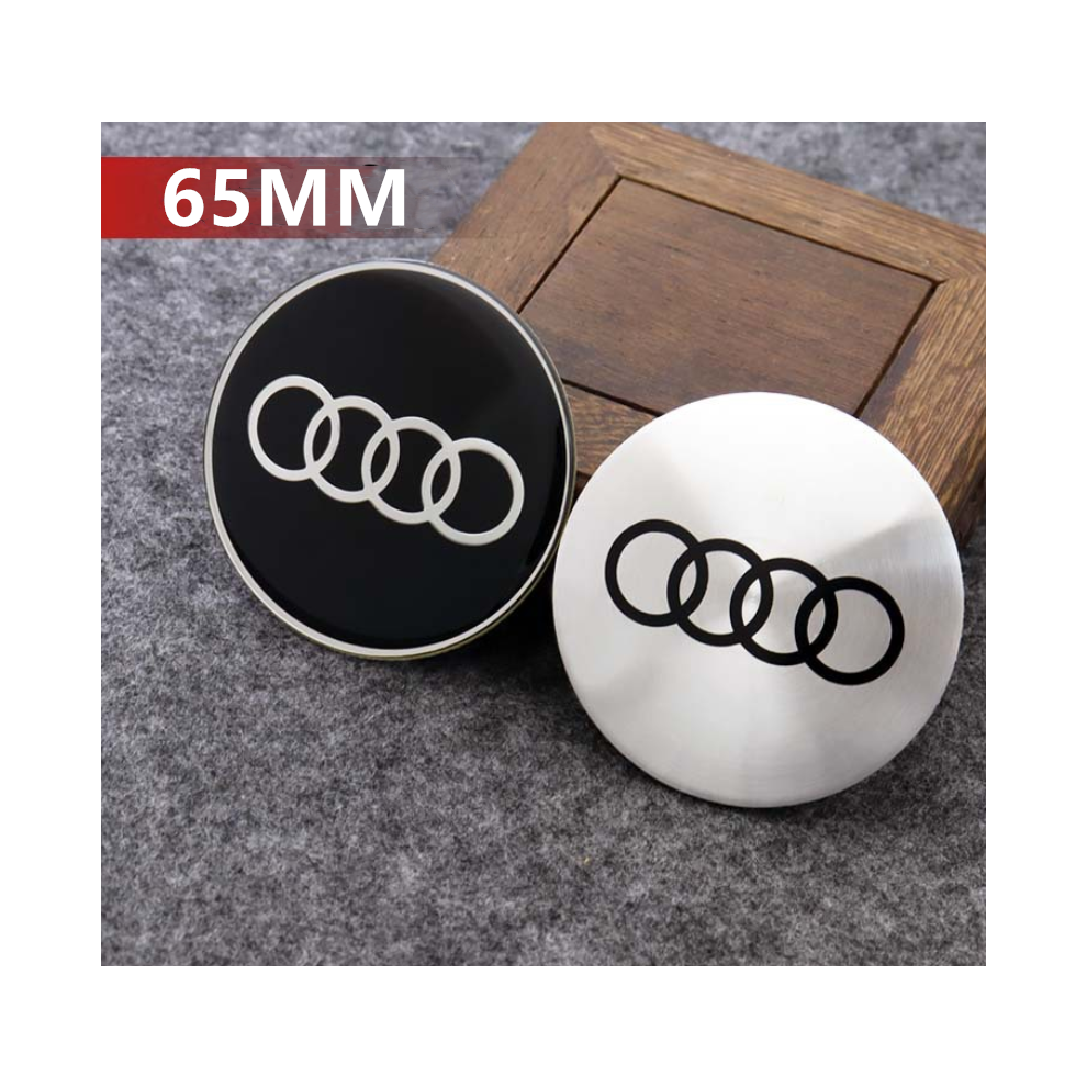 Newjass (Audi 65Mm) 4Pcs Wheel Center Hub Caps Cover Decal Stickers For Audi Black
