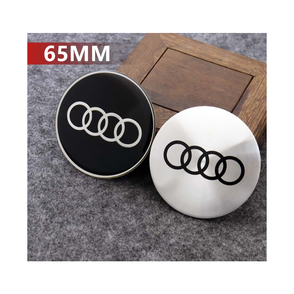 (AUDI Silver 65MM) 4Pcs wheel center hub caps cover decal stickers For AUDI