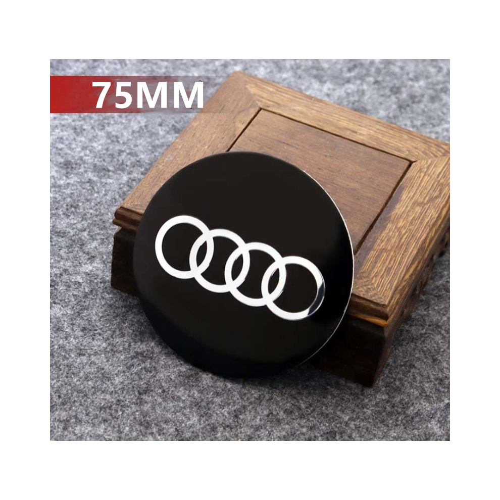 (AUDI Black 75MM) 4Pcs wheel center hub caps cover decal stickers For AUDI