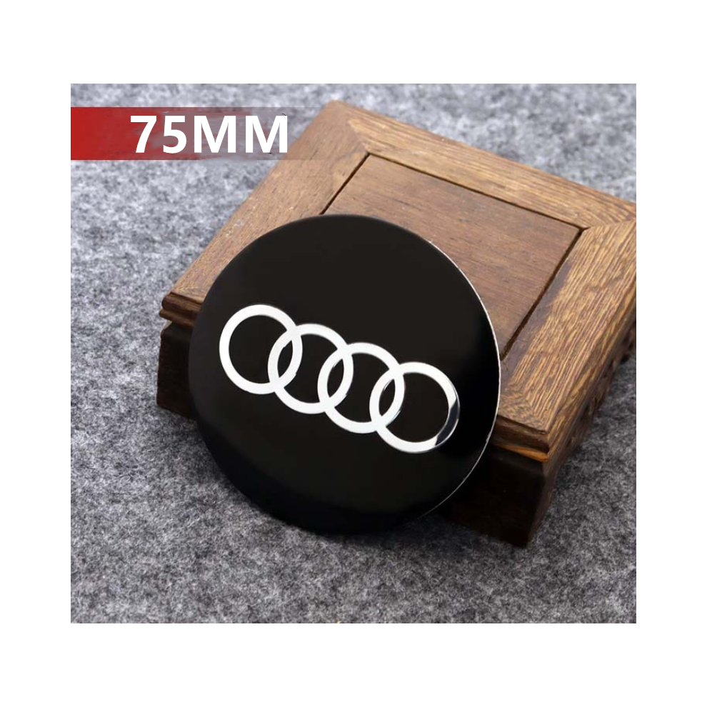 Newjass (Audi Black 75Mm) 4Pcs Wheel Center Hub Caps Cover Decal Stickers For Audi