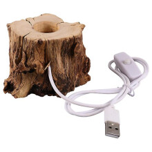 Wooden Crystal Ball Stand Stump Shaped Night Light Stand Usb Charging Led Light Holder