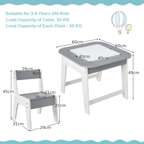 Casart Kid's Table & Chairs Set with Double-sized Tabletop & Hidden Storage Space 1