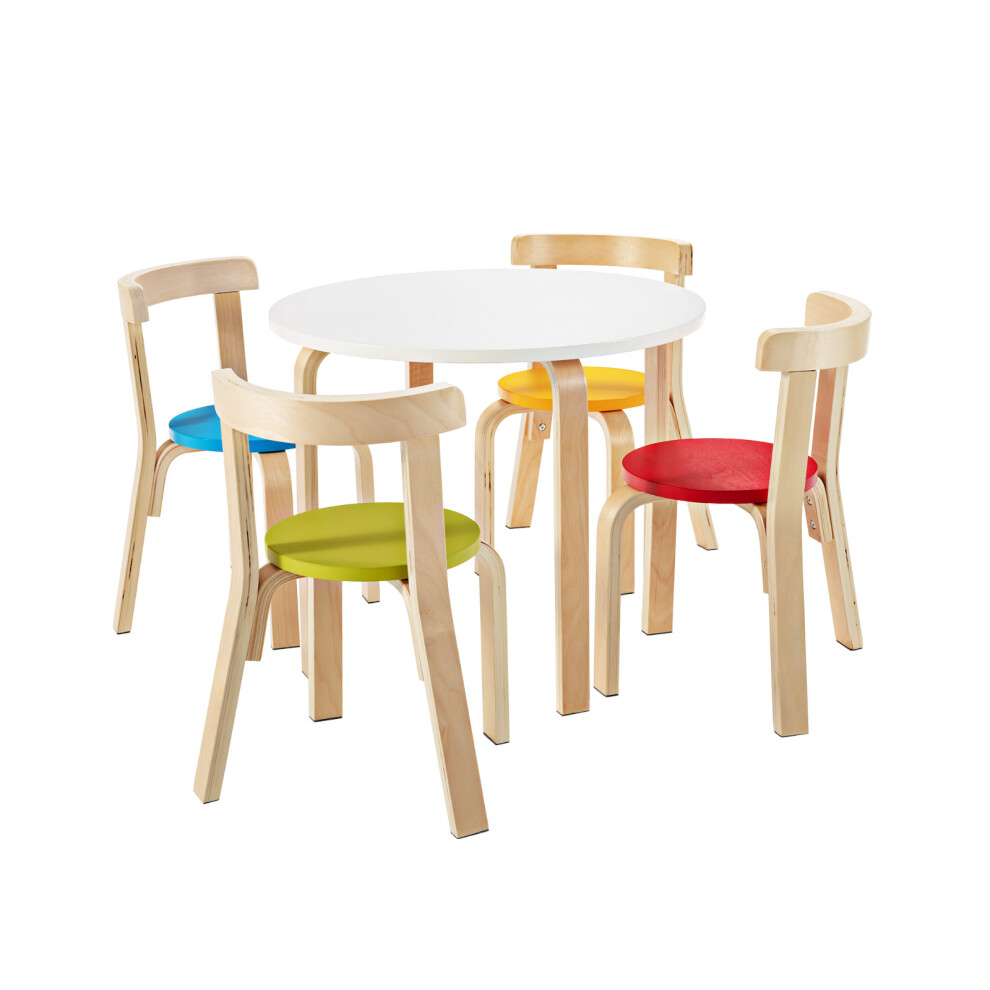 5-Piece Kids Bentwood Curved Back Table and Chair set Wooden Red