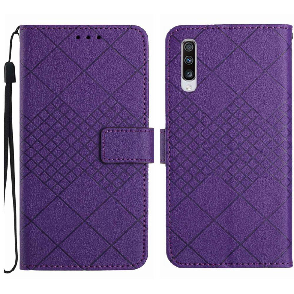(Purple) Flip Case For Samsung Galaxy A50/A50s/A30s Diamond Embossed With Hand Strap Card Slot Stand Magnetic Cover Wallet Pu Leather Purple 764762623005