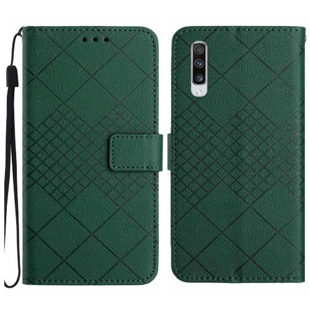 (Green) Flip Case For Samsung Galaxy A50/A50s/A30s Diamond Embossed With Hand Strap Card Slot Stand Magnetic Cover Wallet Pu Leather Green 764762623036