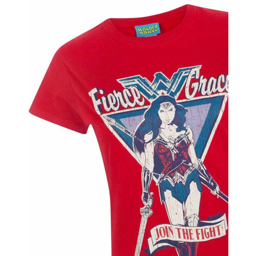 DC Comics (X-Large) DC Comics Short Sleeved T-Shirt (Womens Red) 2