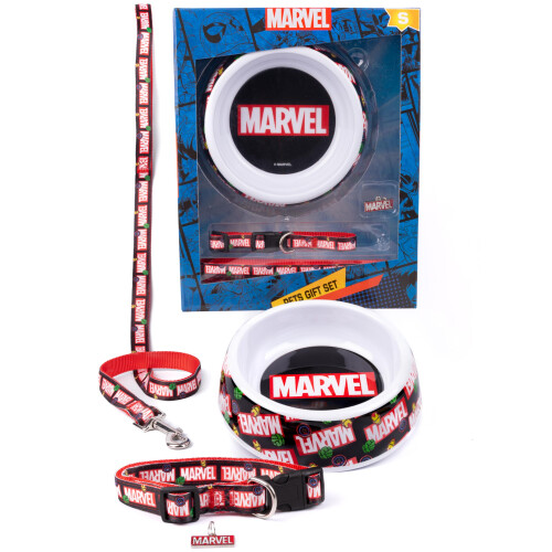 Marvel (Small) Marvel Bowl , Collar , Charm and Lead Gift Set (Unisex Black) 2