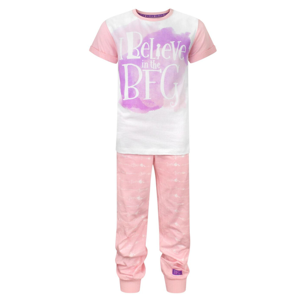 (11-12 Years) Disney Short Sleeve Long Leg Pyjama Set (Girls Pink)