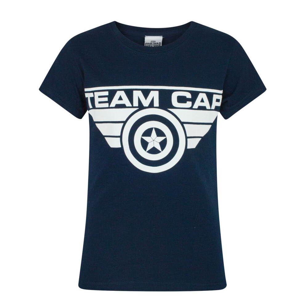 (9-10 Years) Marvel Short Sleeved T-Shirt (Girls Blue)