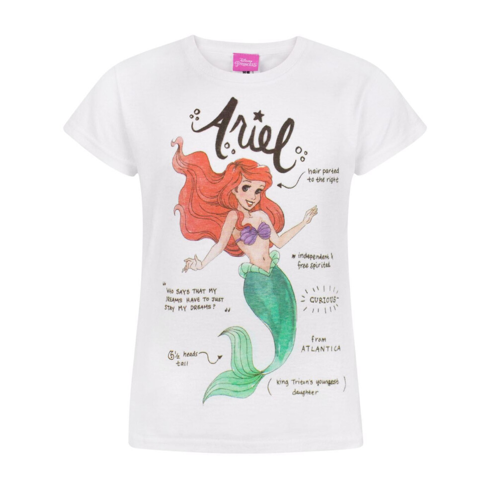 (12-13 Years) Disney Short Sleeved T-Shirt (Girls White)