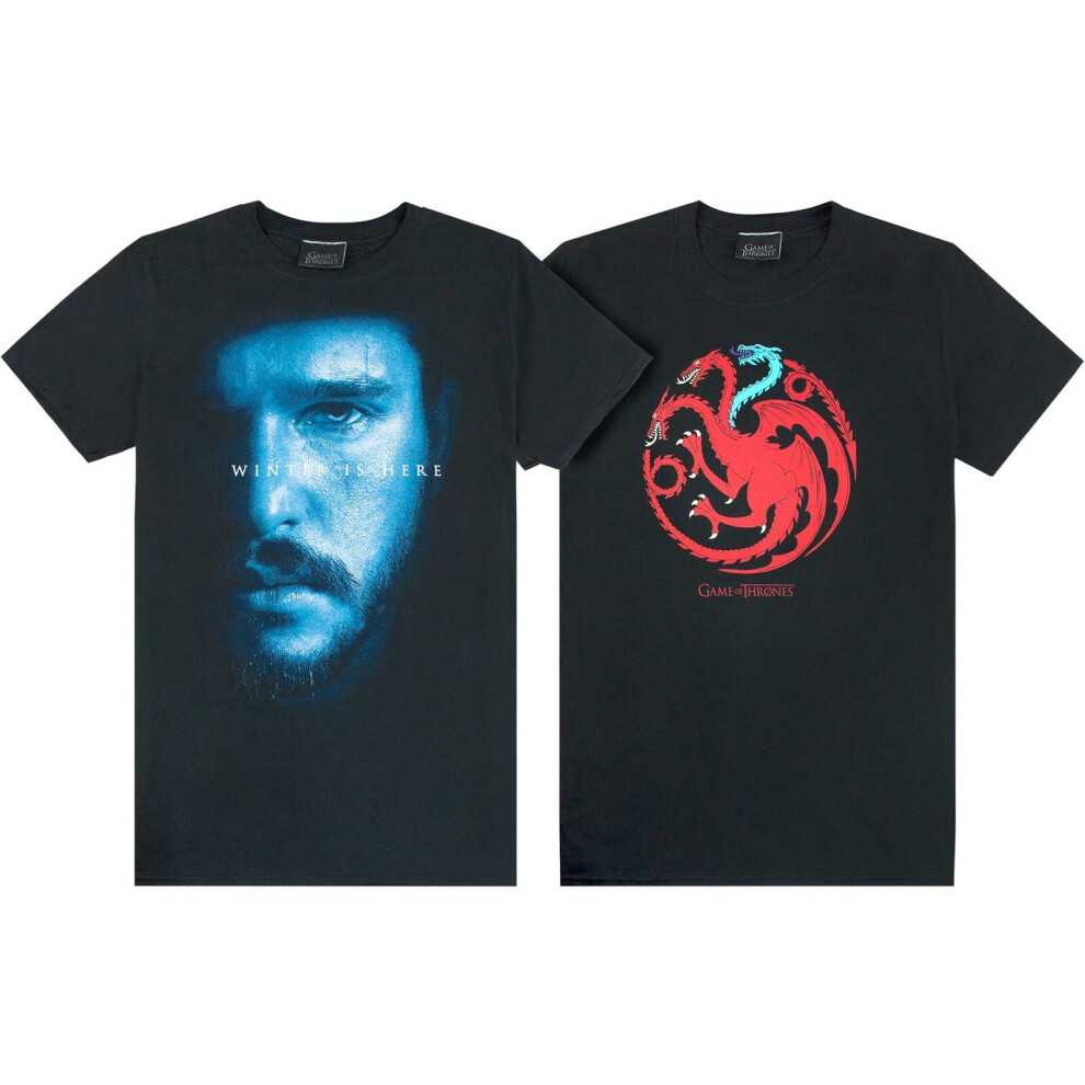 (Large) Game of Thrones Multi-Pack of 2 Short-Sleeved T-Shirts (Mens Black)