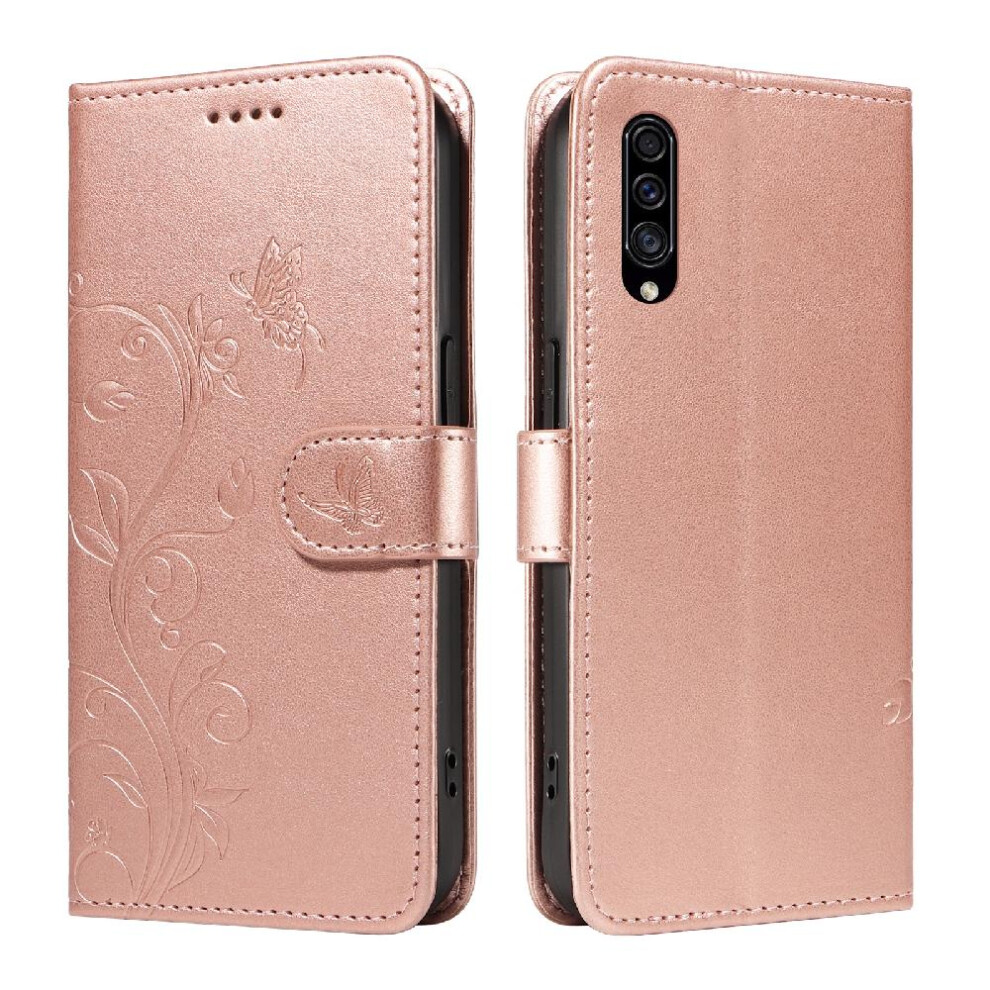 (Pink) Case For Samsung Galaxy A50/A50s/A30s High Quality Leather Wallet Phone Case Embossed Butterfly And Card Slot With Hand Strap Pink 764762626341