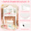 Casart Kids Vanity Table & Stool Set 2-in-1 w/ Glass Tri-Folding Mirror White 5