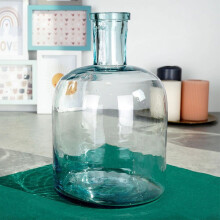 (Heavy) Bottle Glass Flowers Vase Honeycomb Wide Mouth Heavy Rounded Design