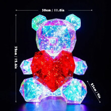 (Style A) 30CM Light Up Teddy Bear Romantic Surprise Bear Lamp Colorful Red Heart Bear