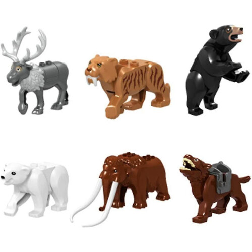 9pcs/set City Animals Building Blocks Zoon Figures Model Mammoth Sabertooth Educational Toys 2
