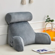 (Gray, 75x40x40cm) Ultra Soft Memory Foam Reading Pillow Office Sofa Bedside Back Cushion