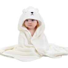 (White) Hooded Baby Towel,Unique Animal Design Baby Towel