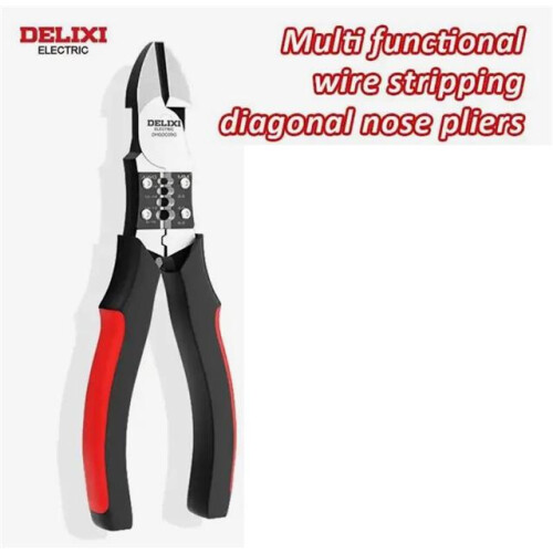 DELIXI Multifunctional stripper cable cutter crimping 170mm long soft grip