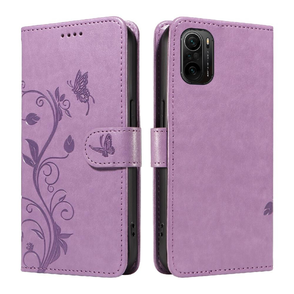 (Blue) Case For Xiaomi 11I With Hand Strap Embossed Butterfly And Card Slot Wallet Phone Case High Quality Leather Blue 764762631345