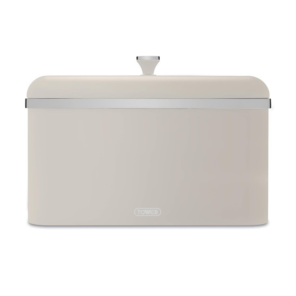 Tower T826130msh Cavaletto Bread Bin, Carbon Steel, Latte