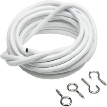 White Curtain Wire 1m or 100cm or 39 inches + 2Hooks + 2Eyes