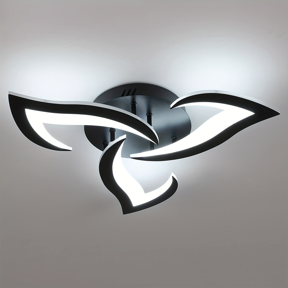 (Black) 1pc Modern Led Ceiling Light, 6000K Creative Flower Design Ceiling Lamp, 3-Flame Black Acrylic Ceiling Light