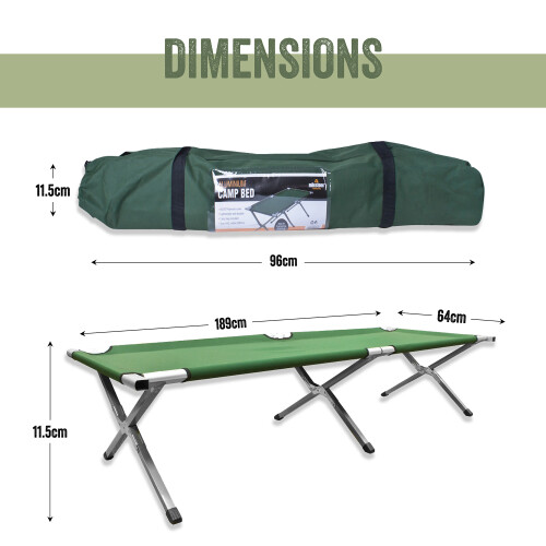 Milestone Camping Folding Single Camp Bed / 189cm x 64cm 1
