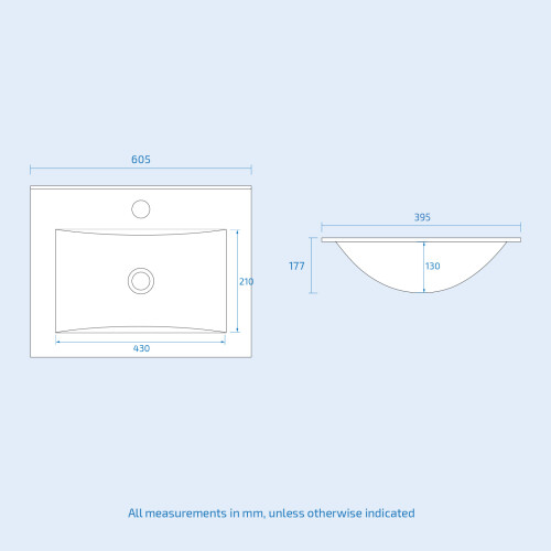 NES Home Nes Home 600mm Modern White Slim Ceramic Inset Basin 2