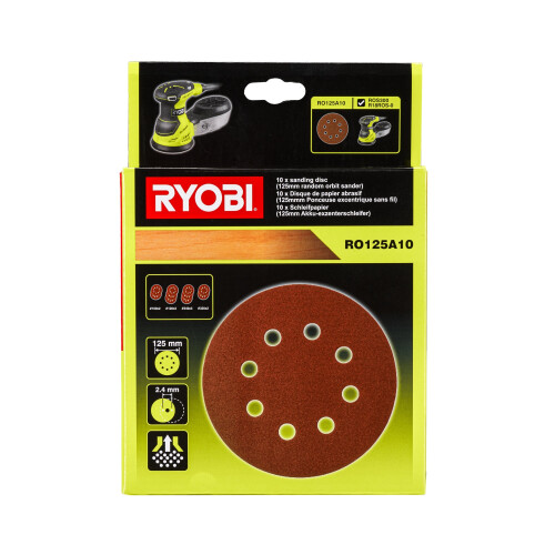 Ryobi Ryobi RO125A10 Random Orbit Sander Sheet Set (10 piece)