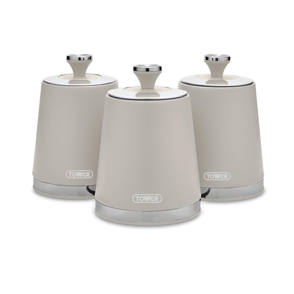 Tower T826131msh Cavaletto Set Of 3 Canisters, Carbon Steel, Latte