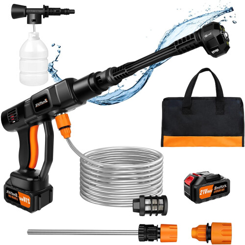 Cordless Pressure Washer,21V 45 Bar/652 PSI Brushless Motor Portable Pressure Washer with 3.0Ah Battery