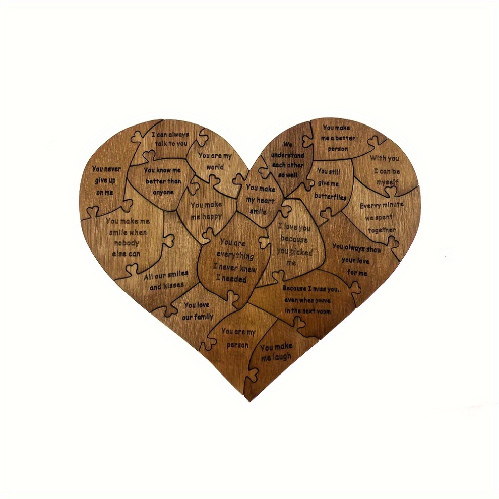 (Wooden) Engraved Wooden Love Puzzle - Personalized Valentines Day Gift with 20 Reasons Why I Love You - Sentimental Gifts for Wife, Husband, Girlfrie