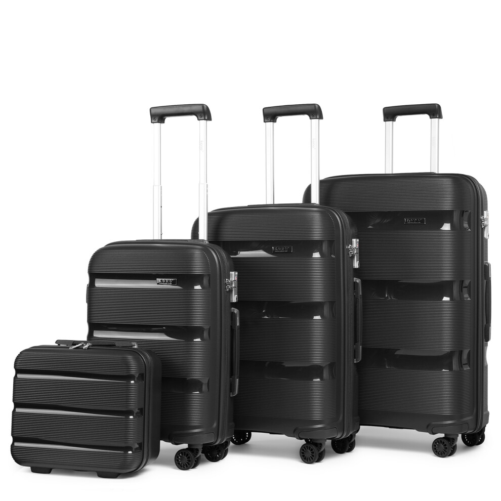 (Black, 14+20+24+28 Inch) 2 Or 4 Pieces PP Suitcase Set With TSA Lock