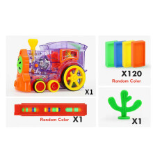 (120pc No Box) Kids Domino Train Car Set Sound Light Automatic Laying DIY Toy