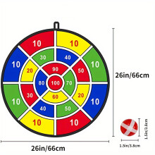 (1 Set) Kids Dart Board Set - 12 Sticky Balls - Indoor/Outdoor Fun Party Game