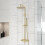 NES Home Nes Home Brushed Brass Cool Touch Thermostatic Riser Rail Shower Set 1
