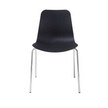 (Black, Metal BC) Set of 4 Tetured Plastic Dining Chairs