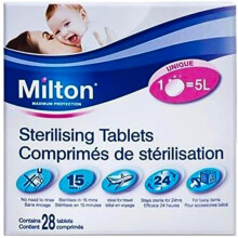 Milton Sterilising Tablets Mini 28 Steriliser Tablets for Cleaning Baby Bottles, All Breastfeeding Equipment and Baby Feeding Accessories (1)