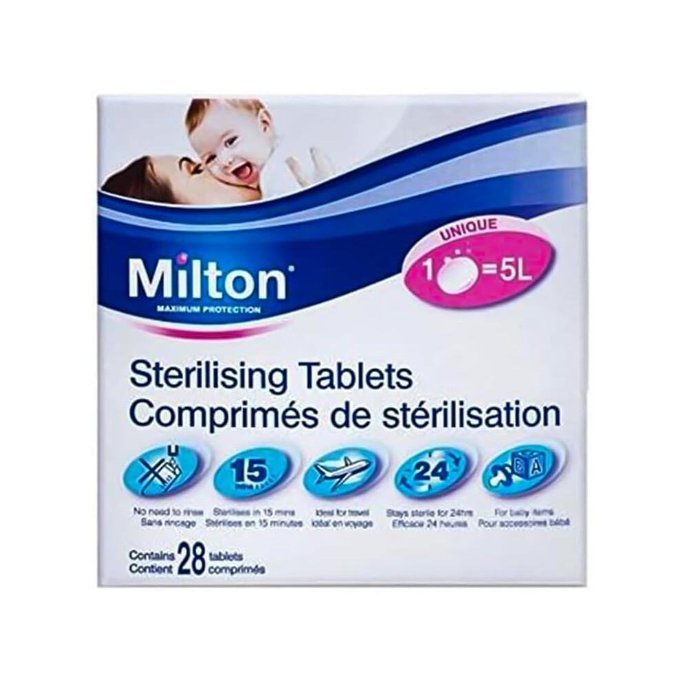 Milton Sterilising Tablets Mini 28 Steriliser Tablets for Cleaning Baby Bottles, All Breastfeeding Equipment and Baby Feeding Accessories (1)