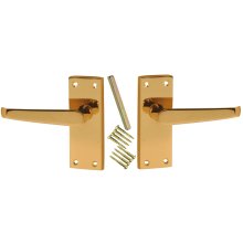 (Sets4) Polished Brass Victorian Straight Door Handle 107 x 40mm