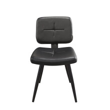 (Black ) MOF Dining Chair Leather Retro Style Seat with Black Industrial Metal Base - Available In three colours DC756