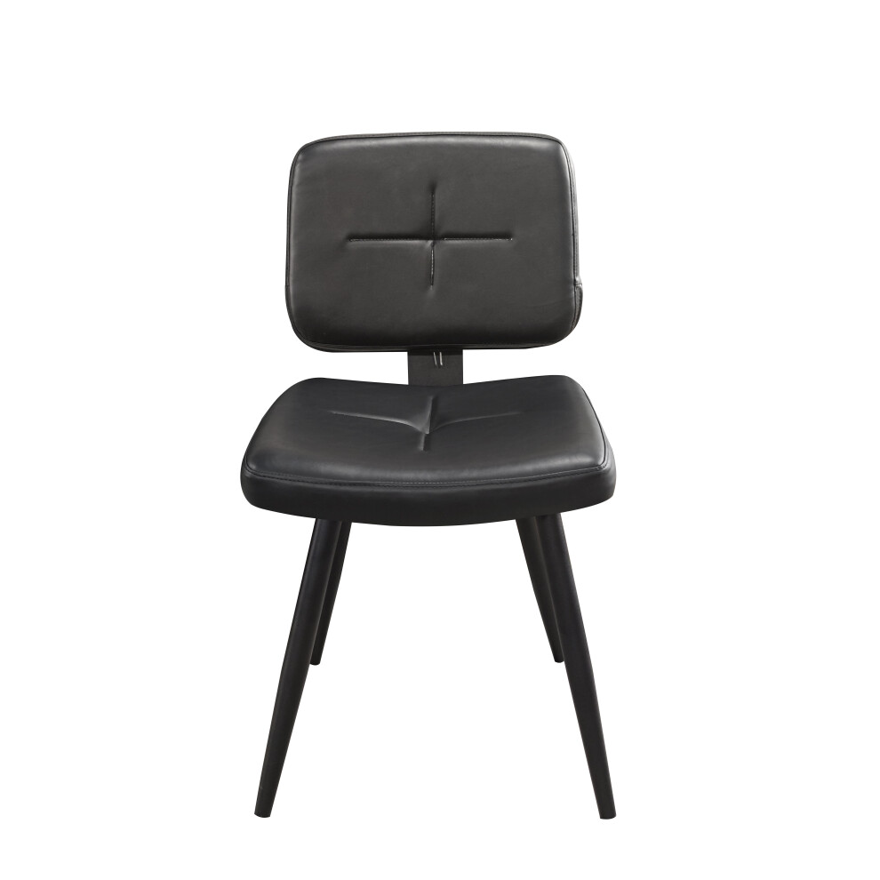 (Black ) MOF Dining Chair Leather Retro Style Seat with Black Industrial Metal Base - Available In three colours DC756