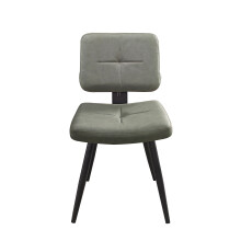 (Green ) MOF Dining Chair Leather Retro Style Seat with Black Industrial Metal Base - Available In three colours DC756