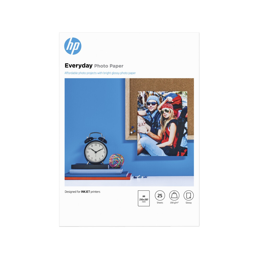 HP 1144922 Everyday Glossy Photo Paper, A4, 210 x 297 mm,  25 Sheets, White