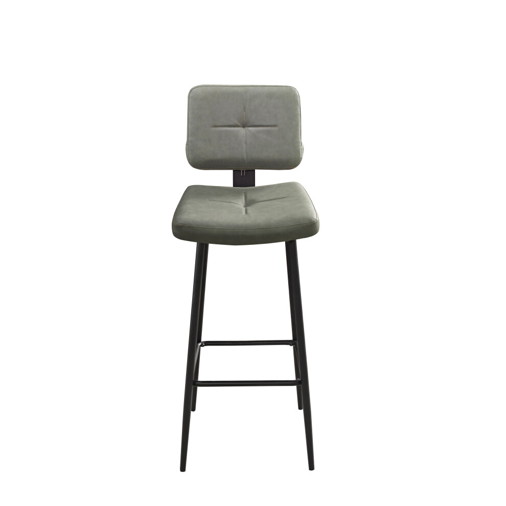 (GREEN ) MOF Diner Bar Stool High Quality Faux Leather Seat with Counter Height Industrial Metal Frame 72cm - Black , Brown and Green