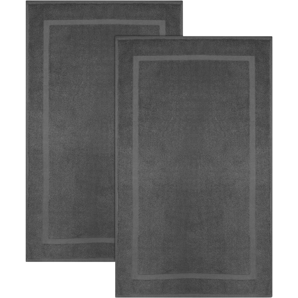 (Grey) 2 Piece Bath Mat Non Slip Toilet Bathroom Rugs Set Soft Cotton Quick Dry Mat Set Premium Quality & Highly Absorbent