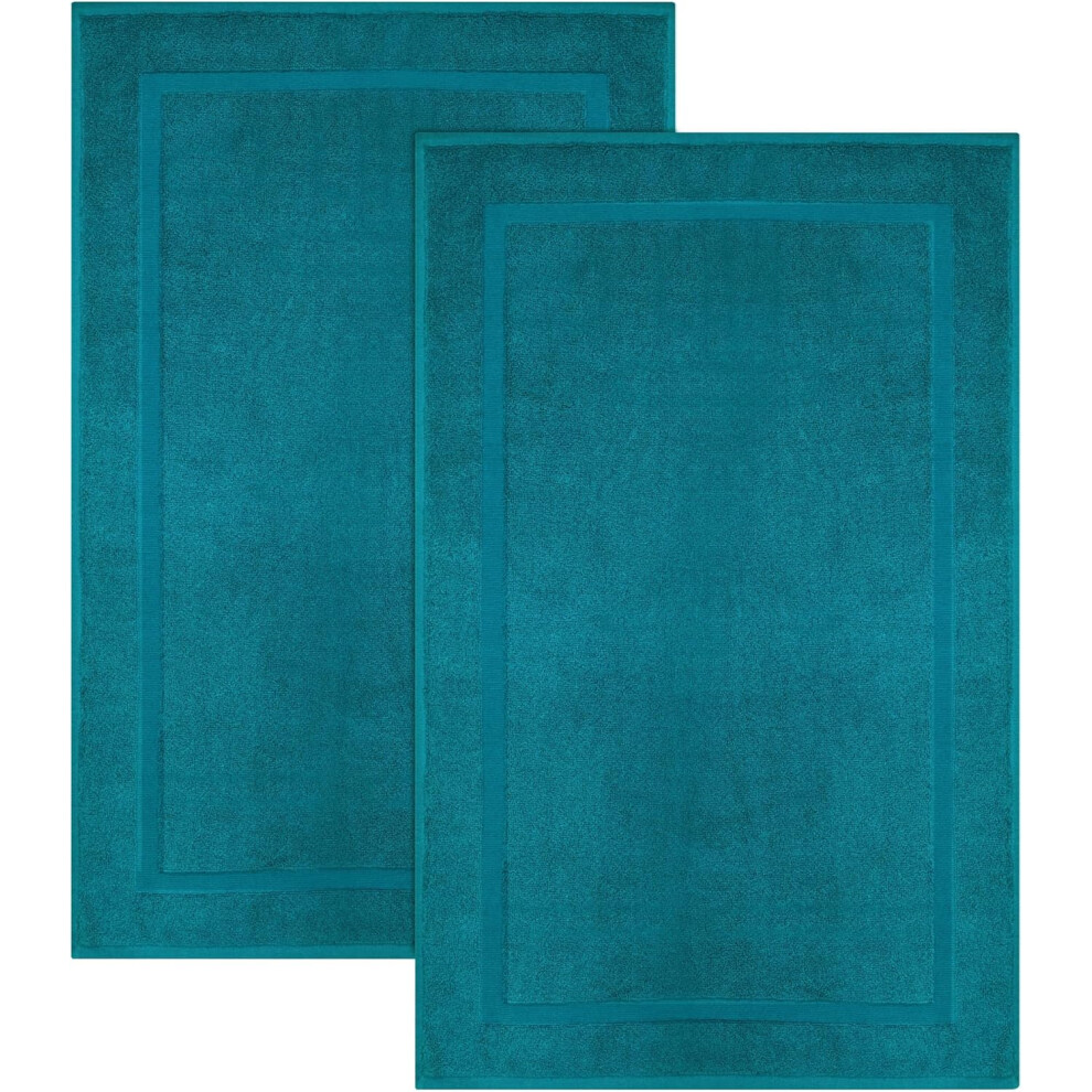 (Teal) 2 Piece Bath Mat Non Slip Toilet Bathroom Rugs Set Soft Cotton Quick Dry Mat Set Premium Quality & Highly Absorbent