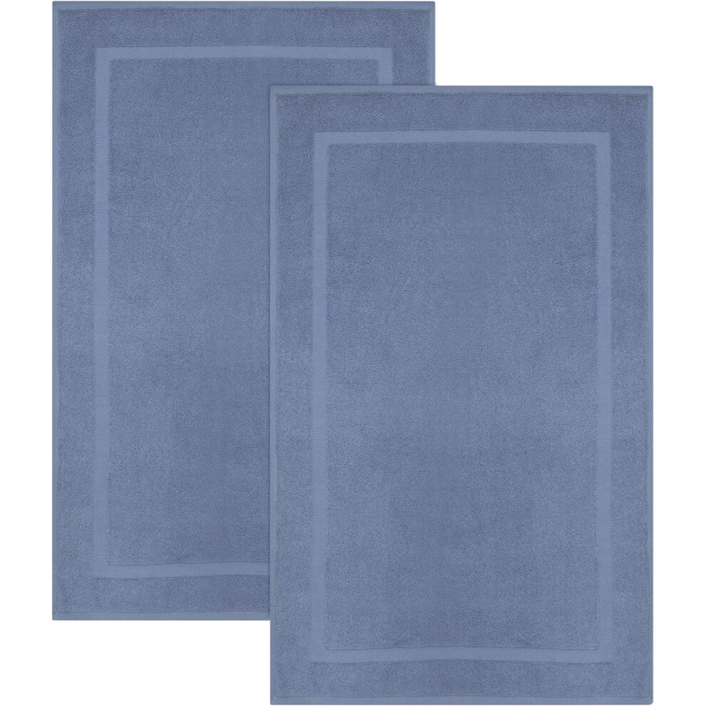 (Blue) 2 Piece Bath Mat Non Slip Toilet Bathroom Rugs Set Soft Cotton Quick Dry Mat Set Premium Quality & Highly Absorbent