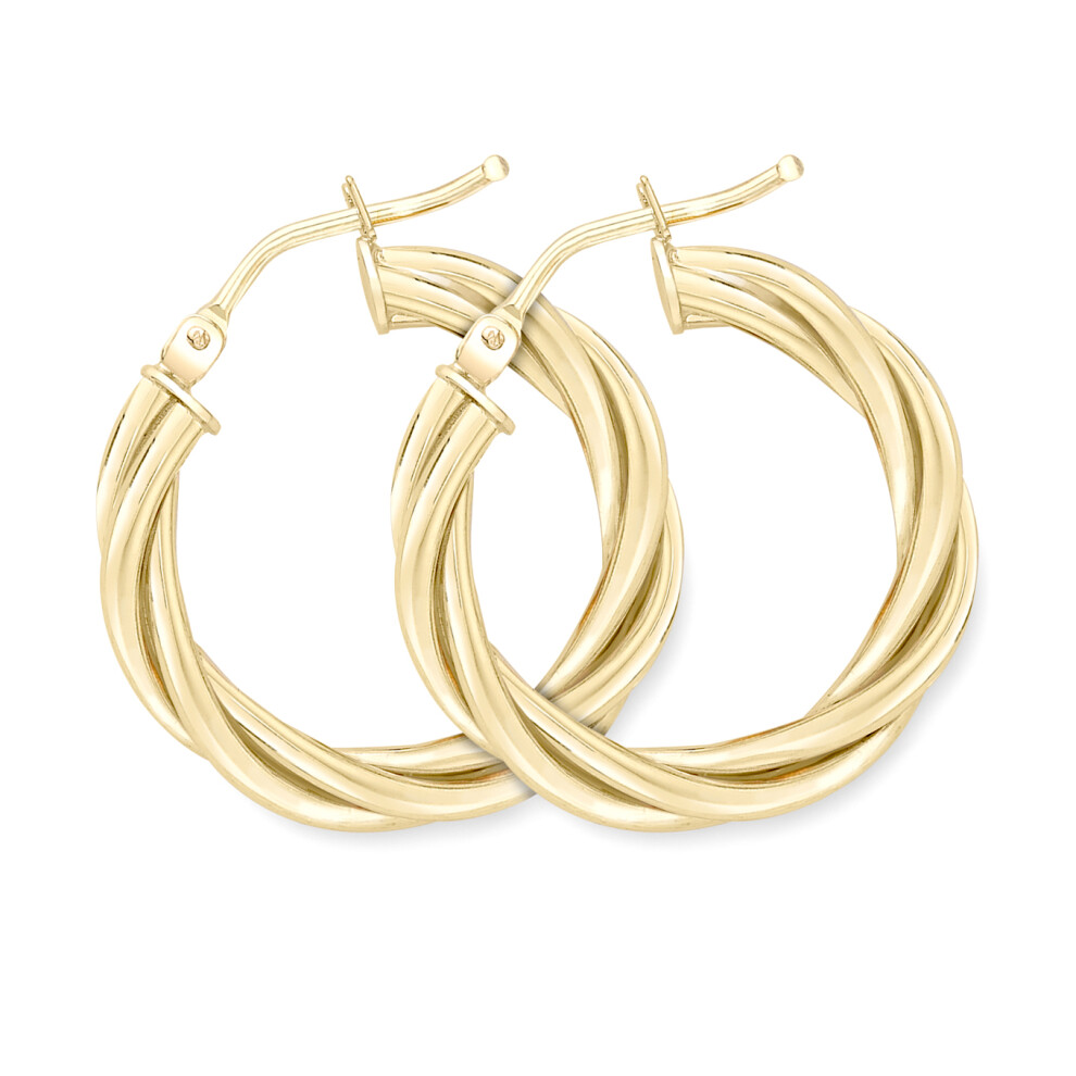 Jewelco London 9ct Gold Twist Hoop Earrings - ERNR02959